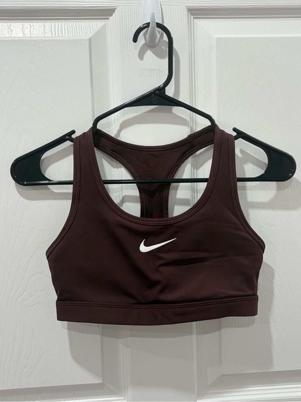 Nike Earth Brown Racerback Sports Bra with White Swoosh Logo